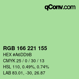 Color code: RGB 166 221 155 | qconv.com