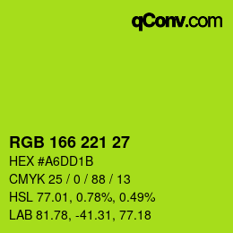 Color code: RGB 166 221 27 | qconv.com