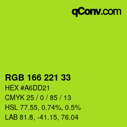 カラーコード: RGB 166 221 33 | qconv.com
