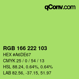Color code: RGB 166 222 103 | qconv.com