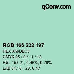 Farbcode: RGB 166 222 197 | qconv.com
