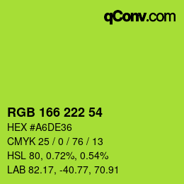 Color code: RGB 166 222 54 | qconv.com