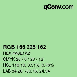 Color code: RGB 166 225 162 | qconv.com