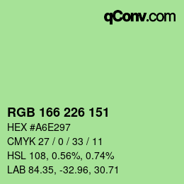 Color code: RGB 166 226 151 | qconv.com