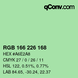カラーコード: RGB 166 226 168 | qconv.com