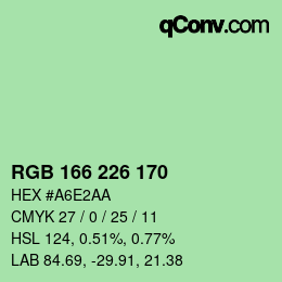 カラーコード: RGB 166 226 170 | qconv.com