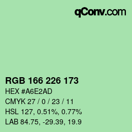 カラーコード: RGB 166 226 173 | qconv.com