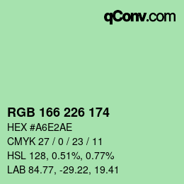 Color code: RGB 166 226 174 | qconv.com