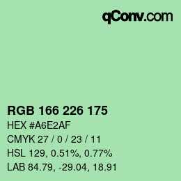 Color code: RGB 166 226 175 | qconv.com