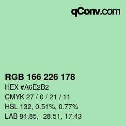 Color code: RGB 166 226 178 | qconv.com