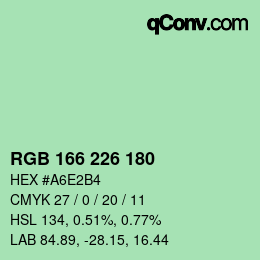 Color code: RGB 166 226 180 | qconv.com