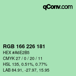 Color code: RGB 166 226 181 | qconv.com