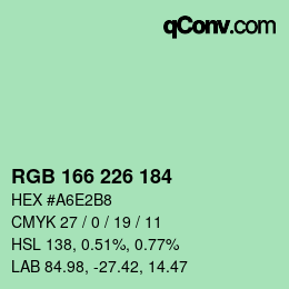 Color code: RGB 166 226 184 | qconv.com