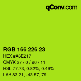 Color code: RGB 166 226 23 | qconv.com