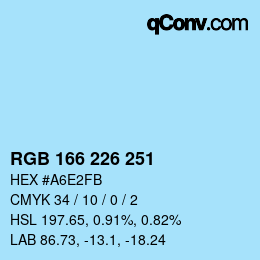 Color code: RGB 166 226 251 | qconv.com