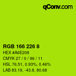 Color code: RGB 166 226 8 | qconv.com