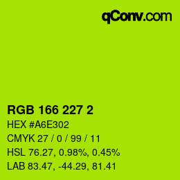 Color code: RGB 166 227 2 | qconv.com