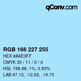 Color code: RGB 166 227 255 | qconv.com