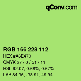 Color code: RGB 166 228 112 | qconv.com