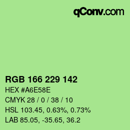 Color code: RGB 166 229 142 | qconv.com