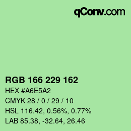 Color code: RGB 166 229 162 | qconv.com