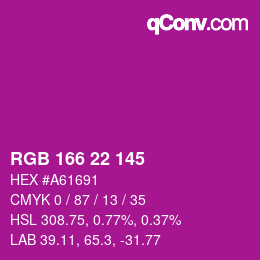 Color code: RGB 166 22 145 | qconv.com