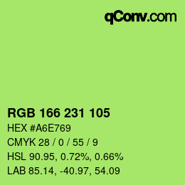 Color code: RGB 166 231 105 | qconv.com