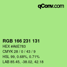カラーコード: RGB 166 231 131 | qconv.com