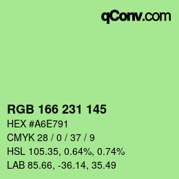 カラーコード: RGB 166 231 145 | qconv.com