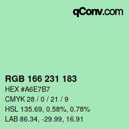 カラーコード: RGB 166 231 183 | qconv.com