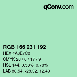 カラーコード: RGB 166 231 192 | qconv.com