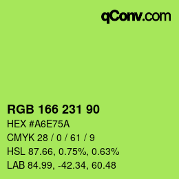 Color code: RGB 166 231 90 | qconv.com