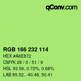 Color code: RGB 166 232 114 | qconv.com