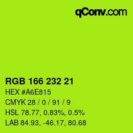 Color code: RGB 166 232 21 | qconv.com