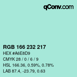 Color code: RGB 166 232 217 | qconv.com