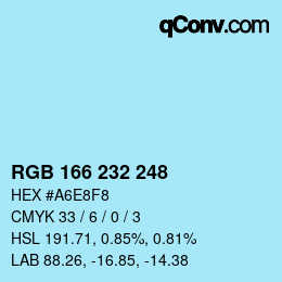 Color code: RGB 166 232 248 | qconv.com