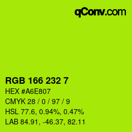 カラーコード: RGB 166 232 7 | qconv.com