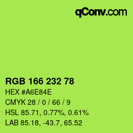 Color code: RGB 166 232 78 | qconv.com