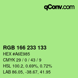 Color code: RGB 166 233 133 | qconv.com