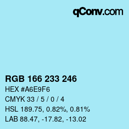 Color code: RGB 166 233 246 | qconv.com
