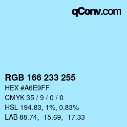 カラーコード: RGB 166 233 255 | qconv.com