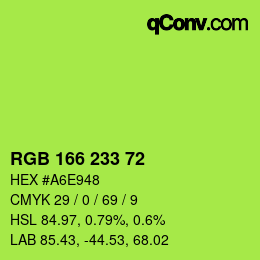 カラーコード: RGB 166 233 72 | qconv.com
