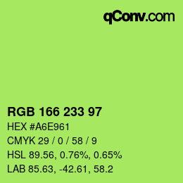 Color code: RGB 166 233 97 | qconv.com