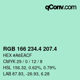 カラーコード: RGB 166 234.4 207.4 | qconv.com