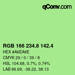 カラーコード: RGB 166 234.8 142.4 | qconv.com