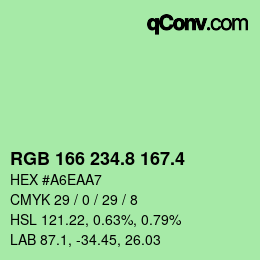 カラーコード: RGB 166 234.8 167.4 | qconv.com