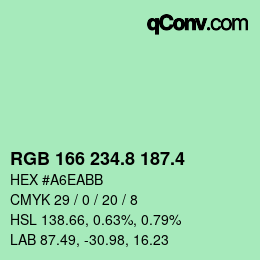 カラーコード: RGB 166 234.8 187.4 | qconv.com