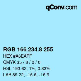 カラーコード: RGB 166 234.8 255 | qconv.com
