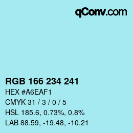 Color code: RGB 166 234 241 | qconv.com