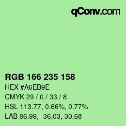Color code: RGB 166 235 158 | qconv.com